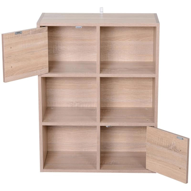 LIBRERIA SCAFFALE IN LEGNO A 3 RIPIANI CON 4 SCOMPARTIMENTI E 2 ANTE IN LEGNO