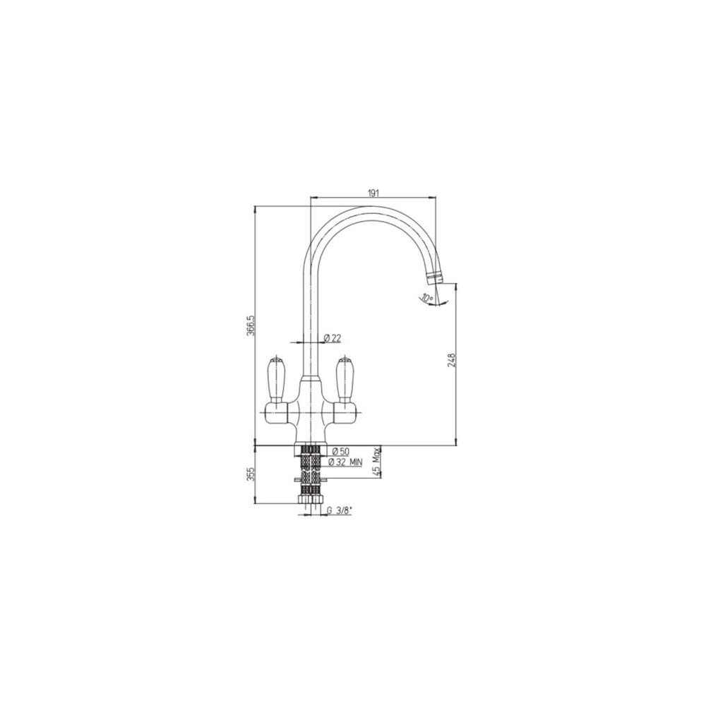 Miscelatore da cucina cromato manopole ceramica bianca Paini 64CR544