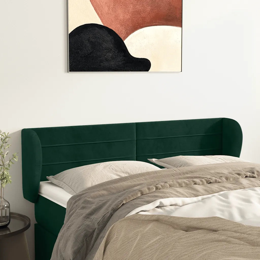 Testiera ad Orecchio Verde Scuro 147x23x78/88 cm in Velluto 3117335