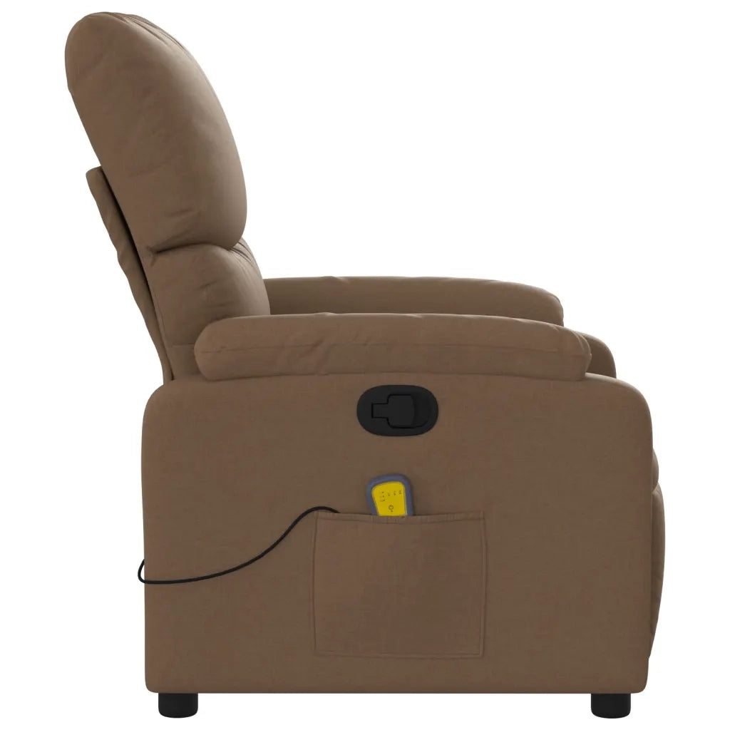 Poltrona Massaggiante | Sedia Relax Reclinabile Marrone in Tessuto