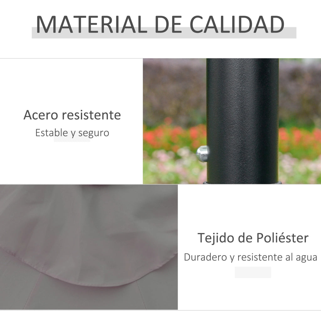 Sombrilla da giardino con luci LED solari ¨C zephmum ¨C grigio, acciaio, ?265 cm