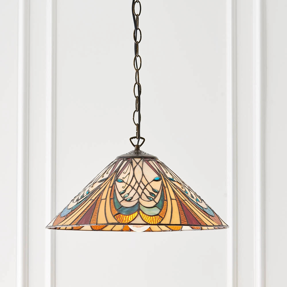 Lampada a sospensione Tiffany cono vetro Hector E27 60W
