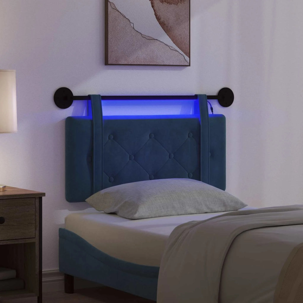 Testiera | Testata sospesa Con luce LED Blu Velluto