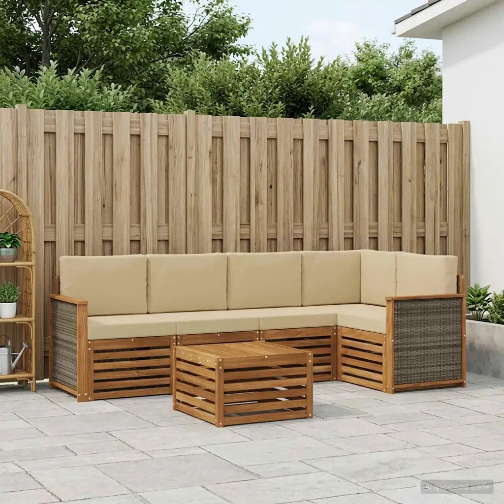 Set divano sezionale con cuscino 5 pcs Naturale 3384379