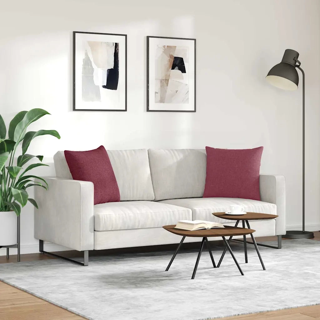 Cuscini da Divano 2 pcs Rosso Vino 50 x 50 cm Tessuto 42013957