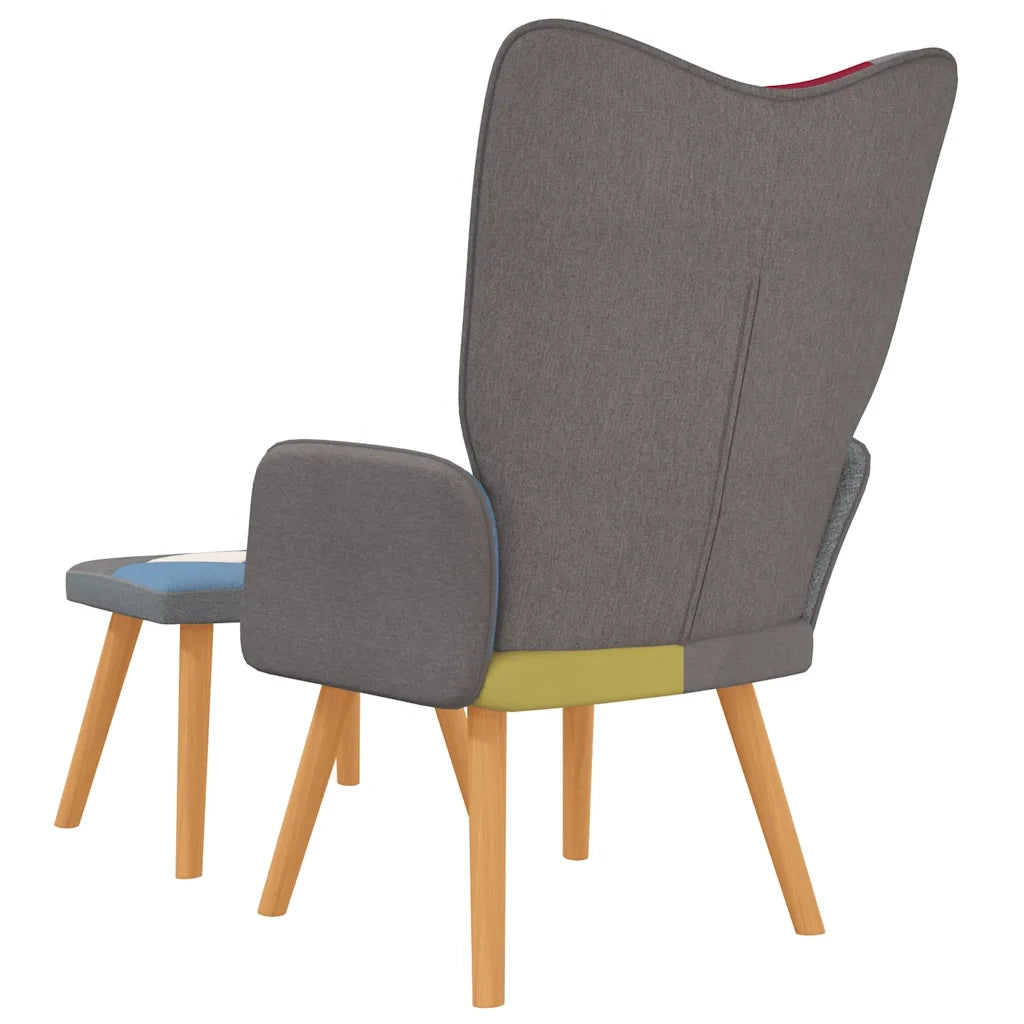 Poltrona Relax | Sedia Relax con Poggiapiedi in Tessuto Patchwork