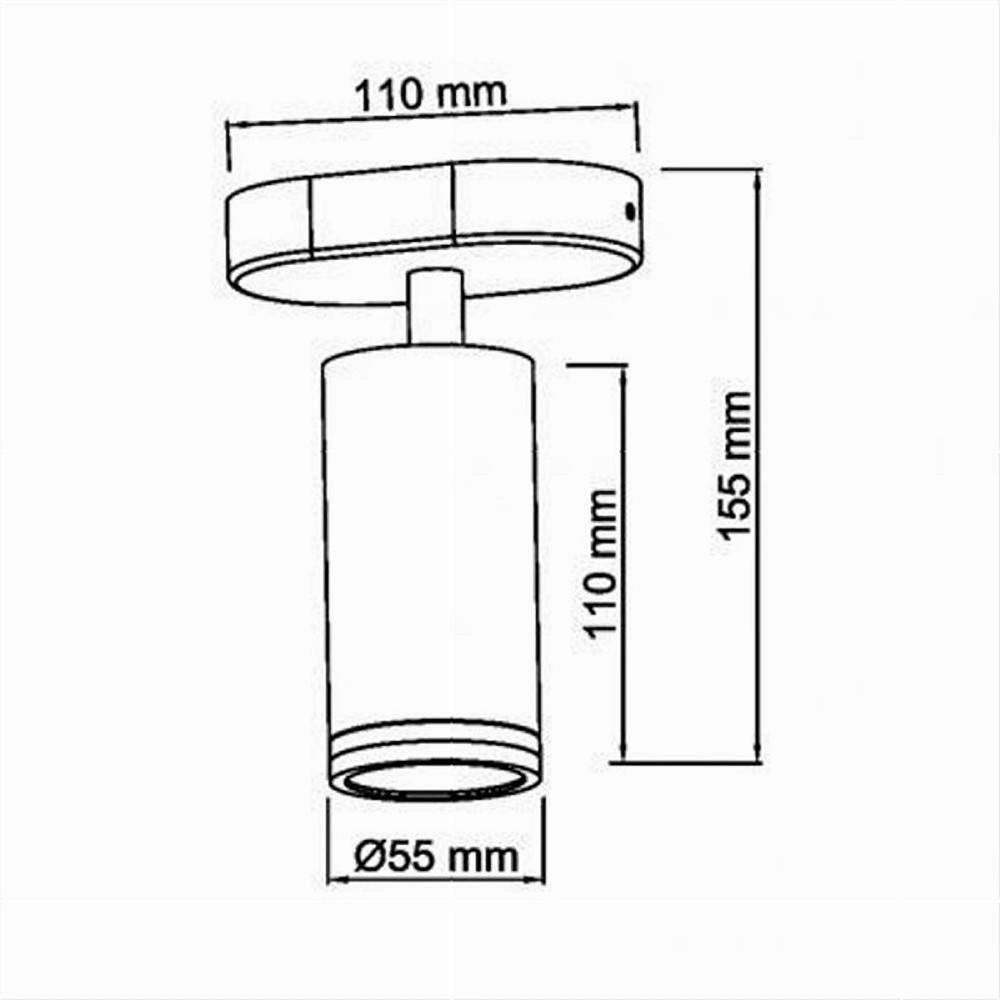 Trade Shop - Applique Plafoniera Orientabile Da Soffitto Parete 1 Diffusore Lampada Gu10 Ts-1 - Nero