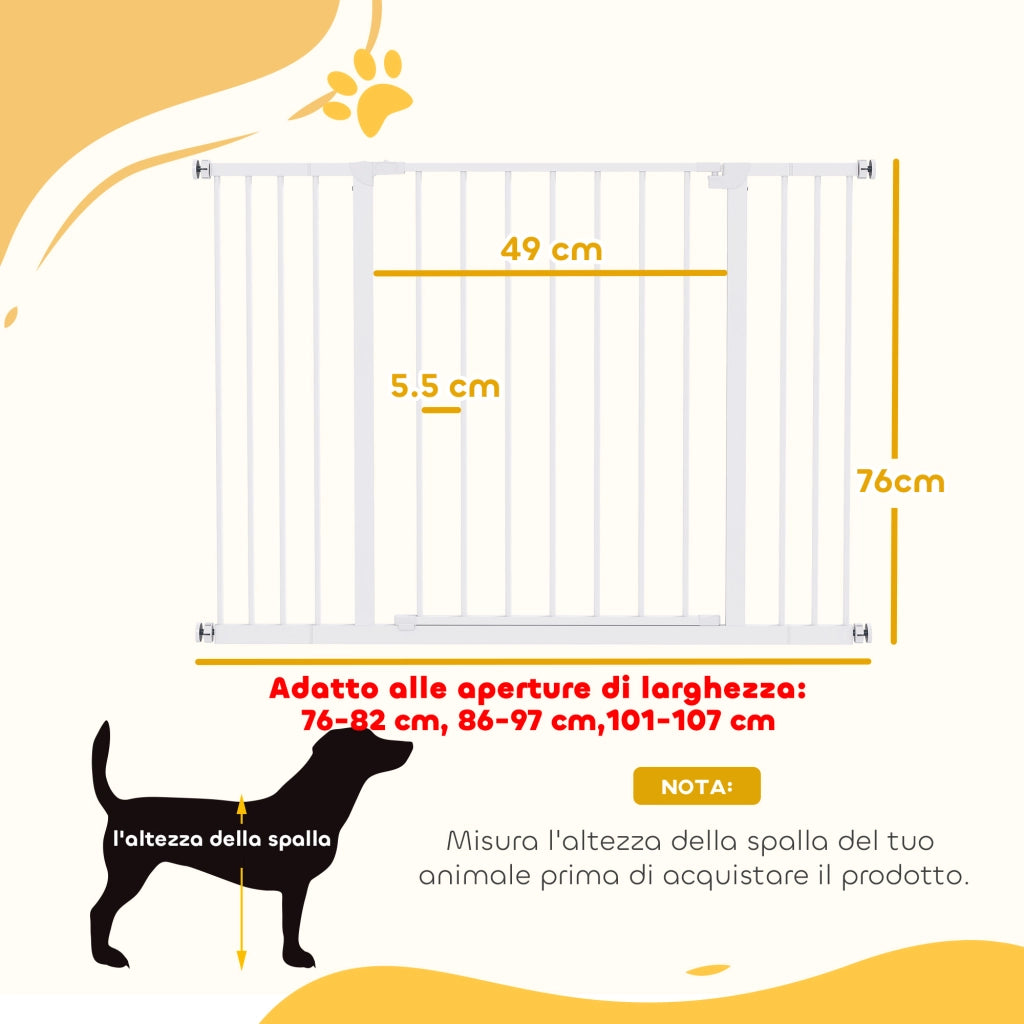 Cancelletto di Sicurezza Estensibile ¨C Xylo ¨C Metallo e Plastica Bianco 76-107 cm