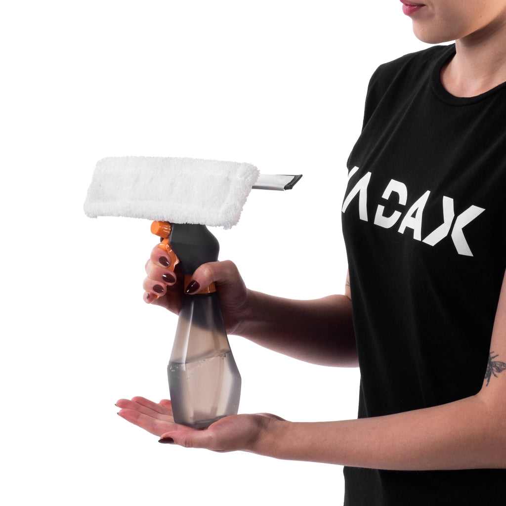 Detergente per vetri e specchi KADAX, spray detergente con inserto in microfibra, detergente spray