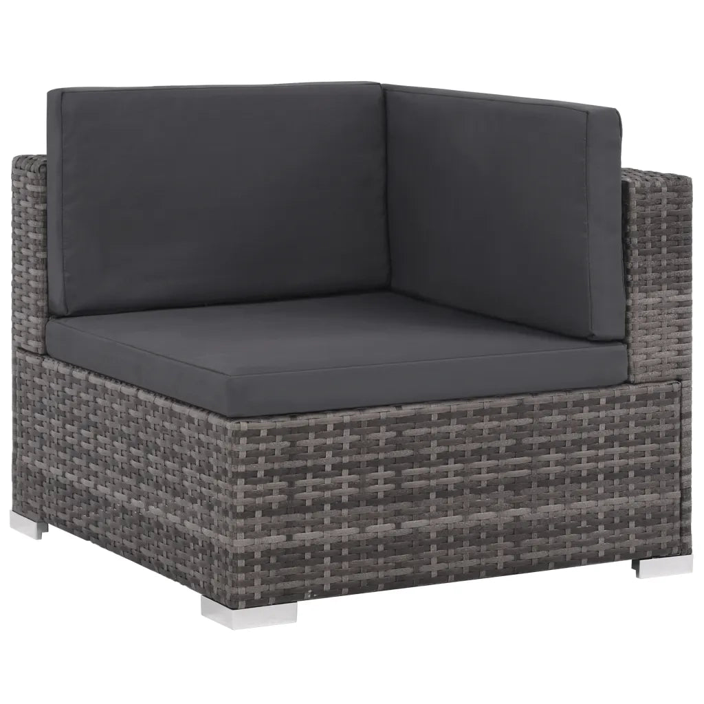 Set Divani da Giardino 8 pz con Cuscini in Polyrattan Grigio 44429