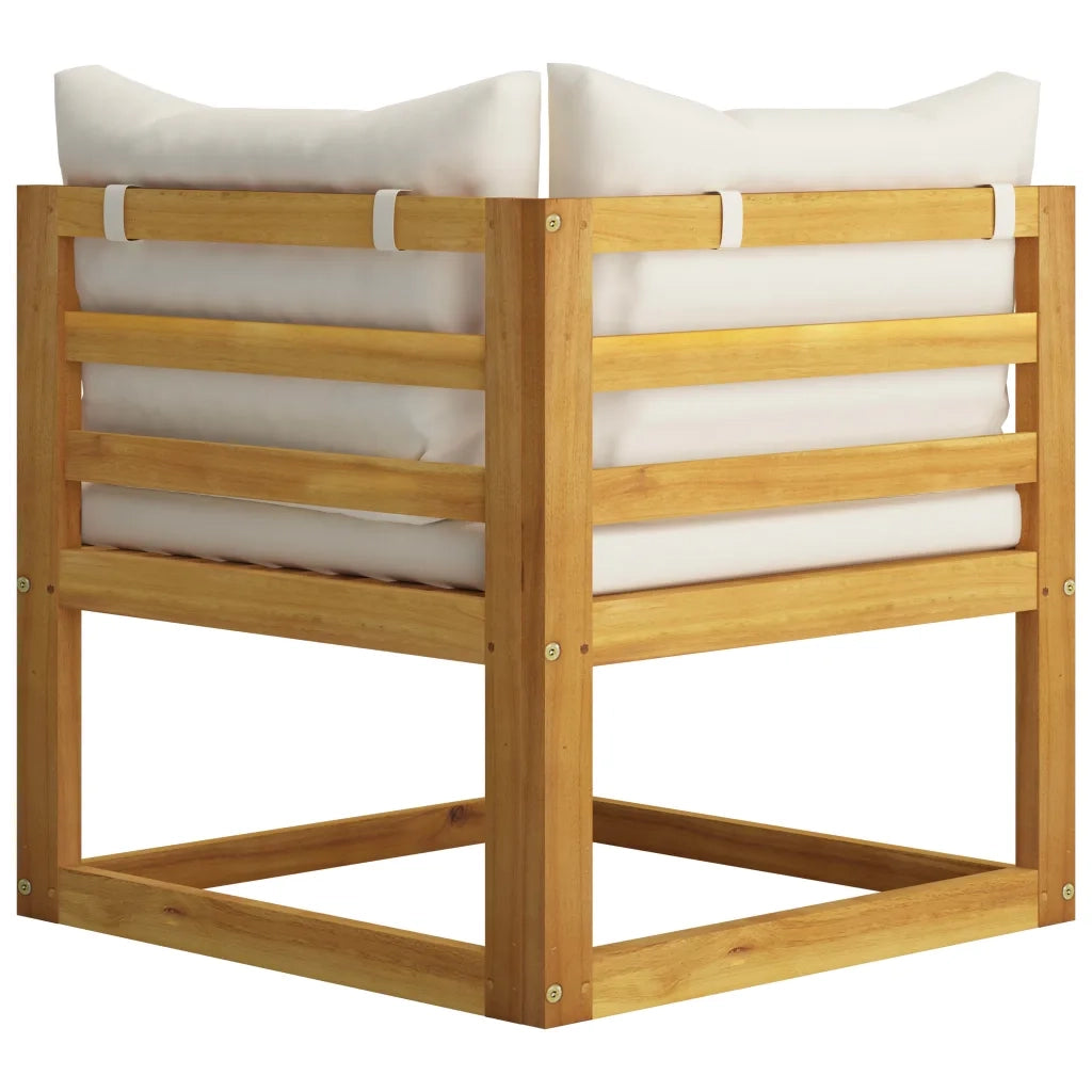Set Divani da Giardino 7 pz con Cuscini Crema in Legno Acacia