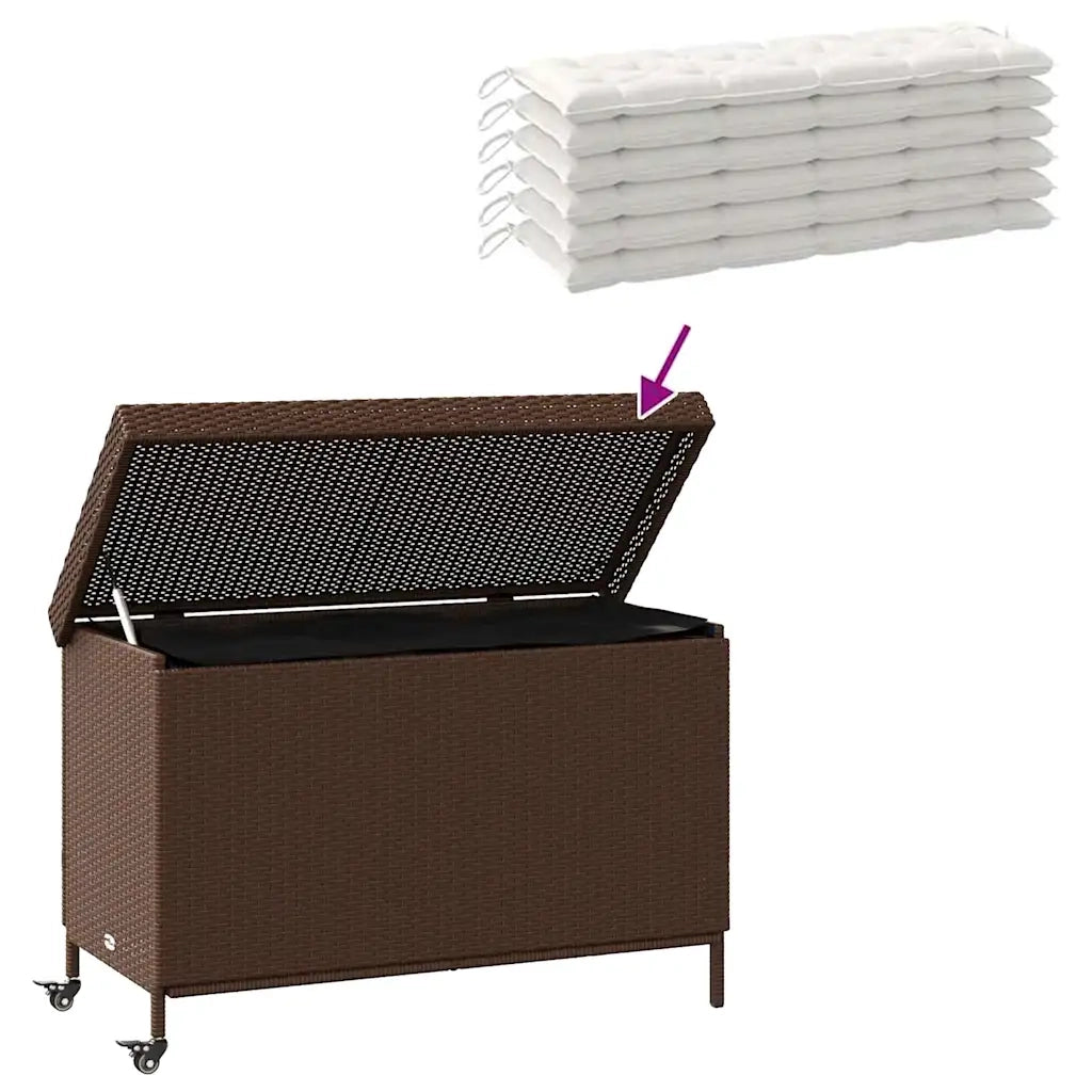 Contenitore da Giardino con Ruote Marrone Polyrattan 4103827