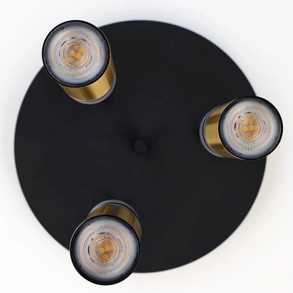 Lampada sospensione moderna tonda 30cm nero oro 3xGU10