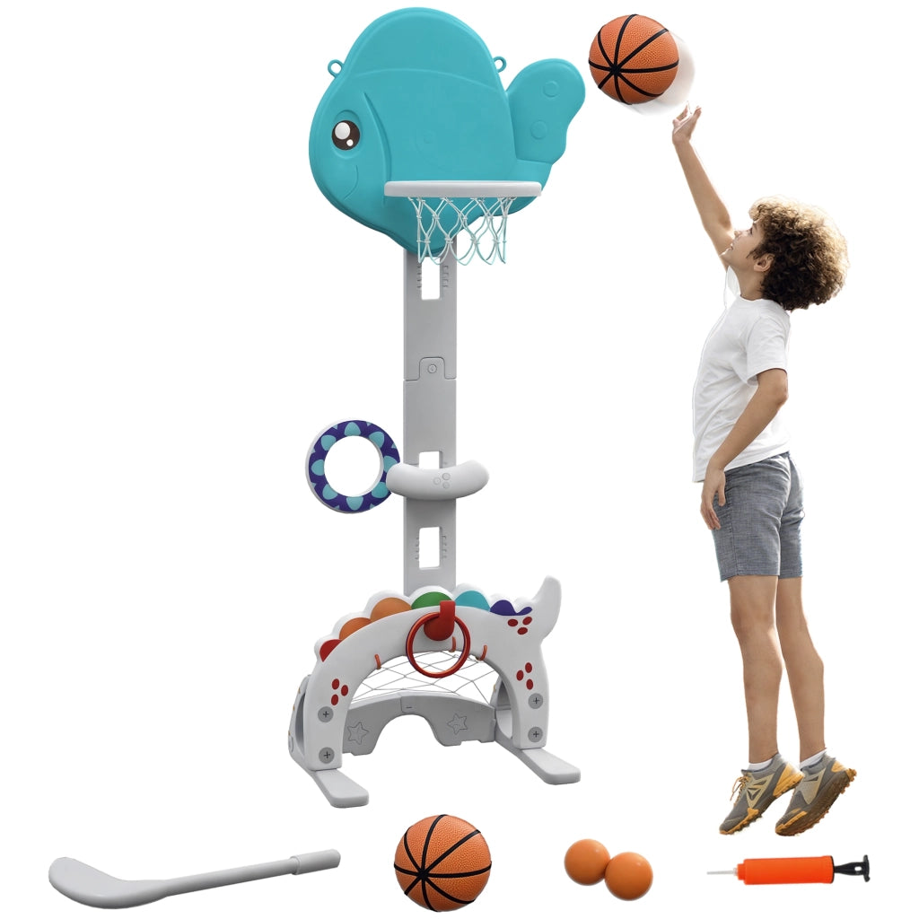 Cestino da basket per bambini 5 in 1 ¨C zephmum ¨C blu e grigio