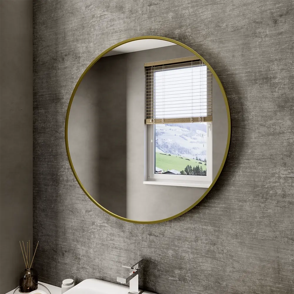 Specchio tondo Ø 60 cm con cornice dorata
