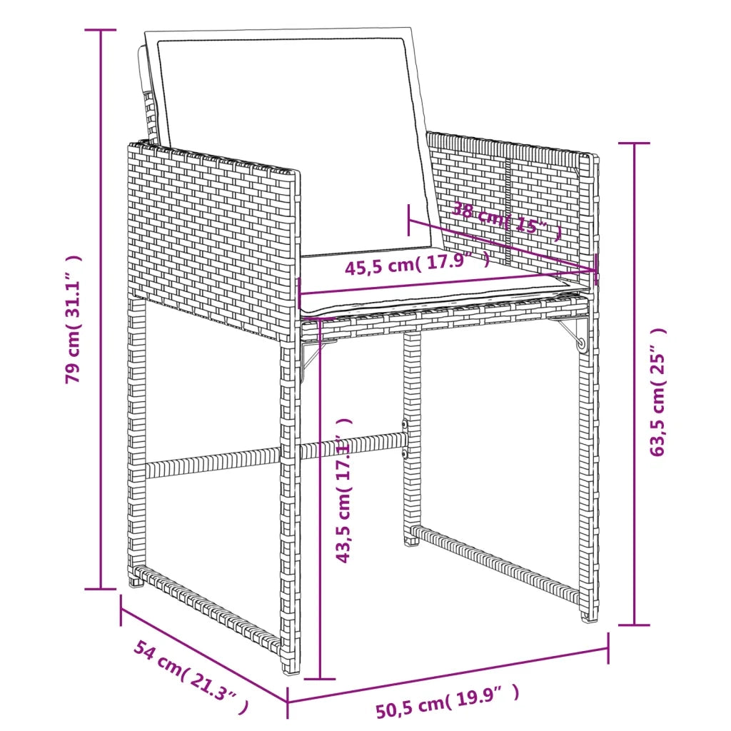 Set da pranzo da giardino da 9 pz con Cuscini in Polyrattan Grigio 3278148