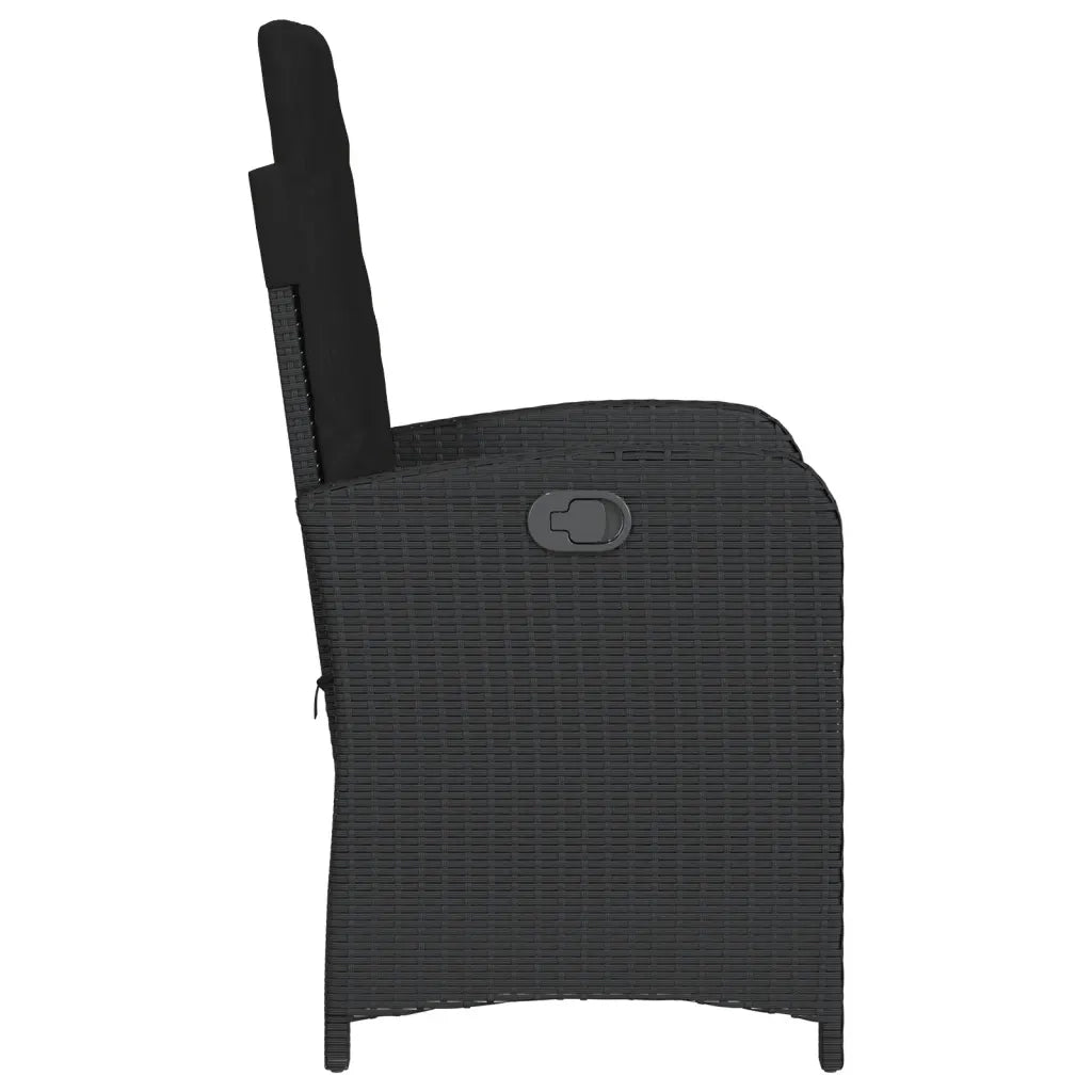 Sedia Reclinabile da Giardino con Cuscini Nera in Polyrattan 365161