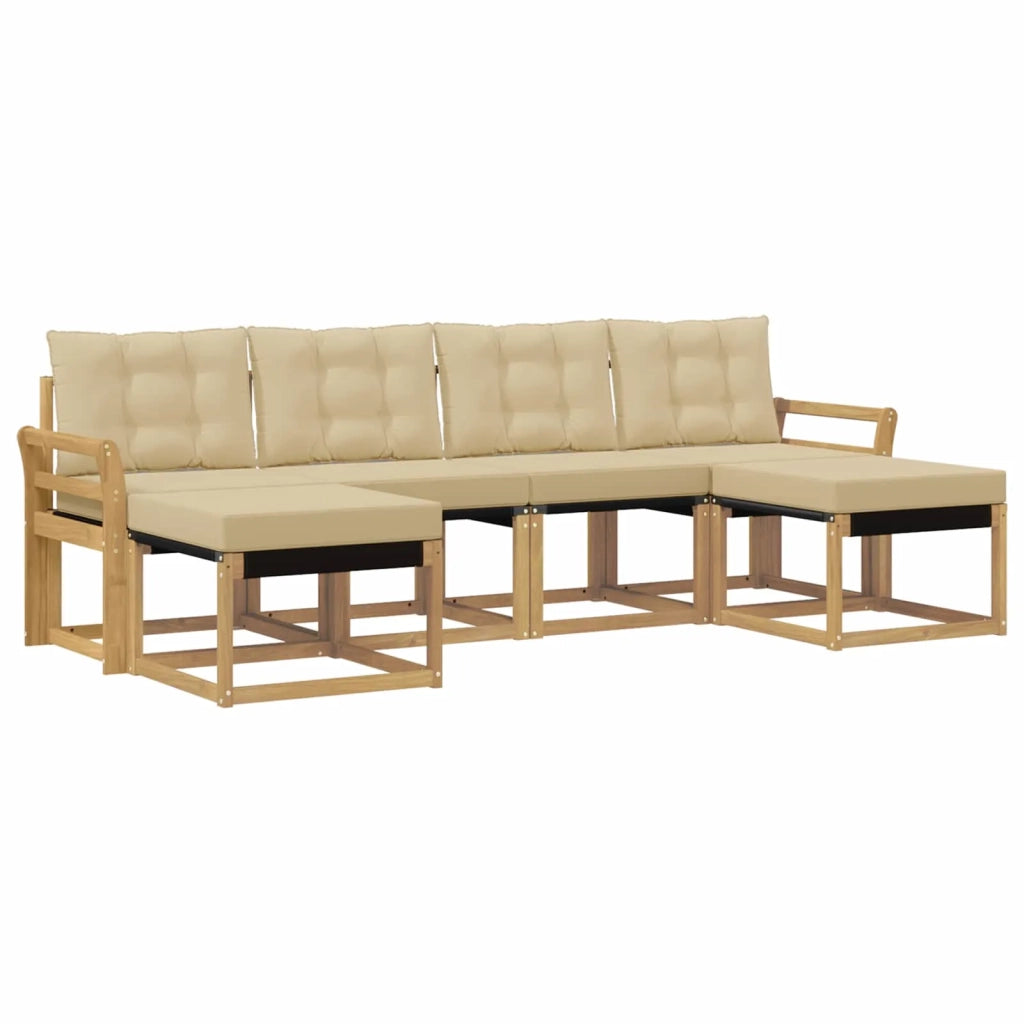 Set di divani da esterno con cuscino 6 pcs Bianco e Beige 3389743