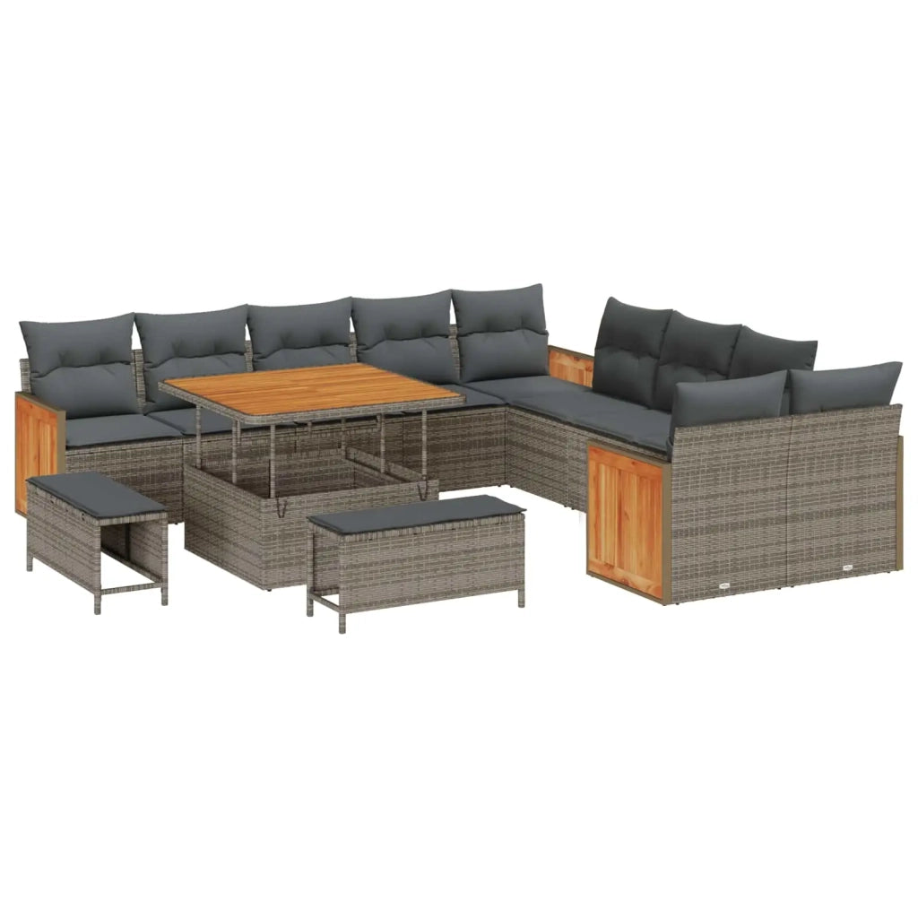 Set Divano da Giardino con cuscino 13 pcs Grigio 3363228