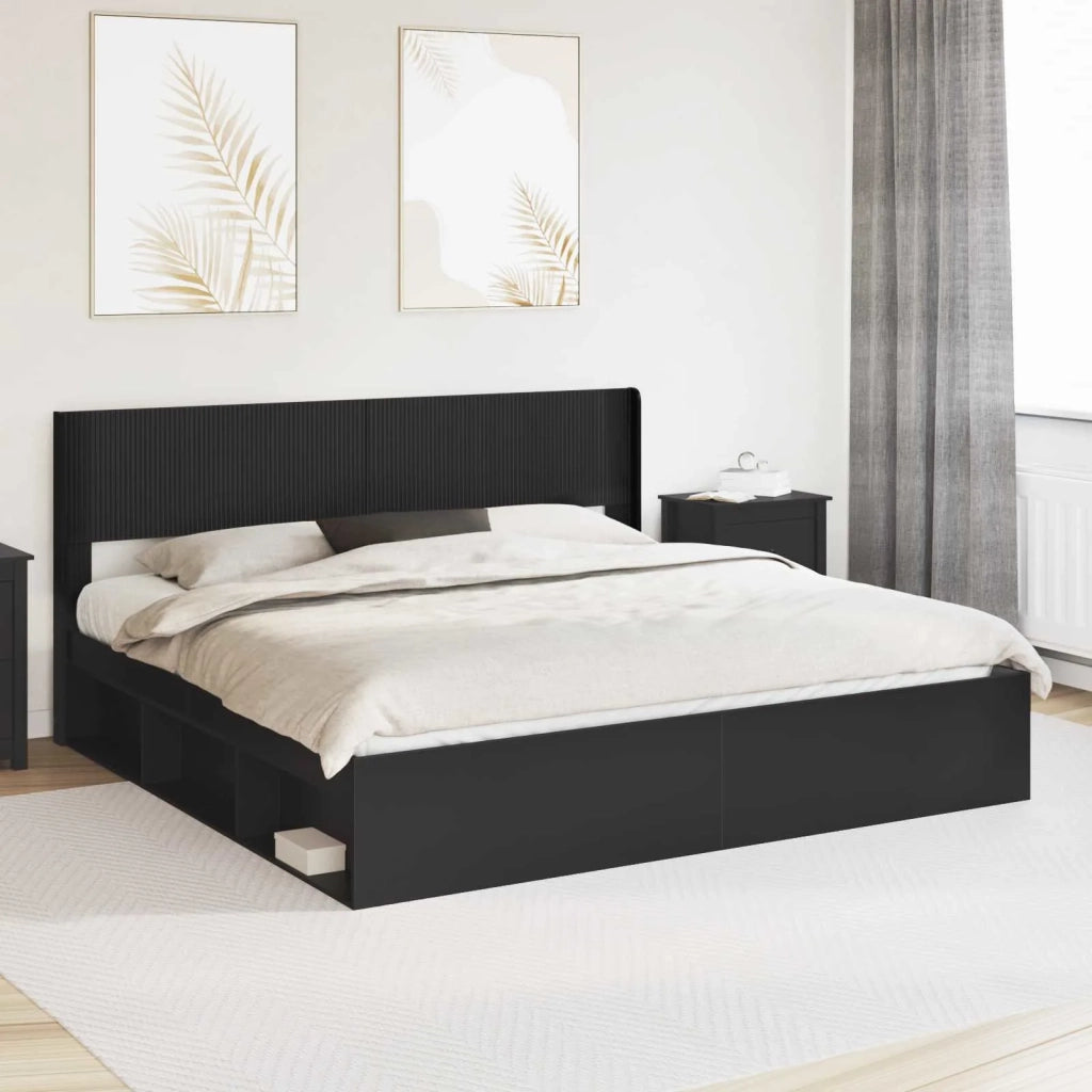 Testiera Letto Nero Legno ingegnerizzato 889666