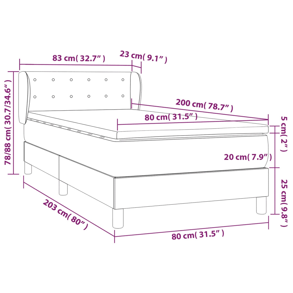 Giroletto a Molle con Materasso Blu 80x200 cm inTessuto