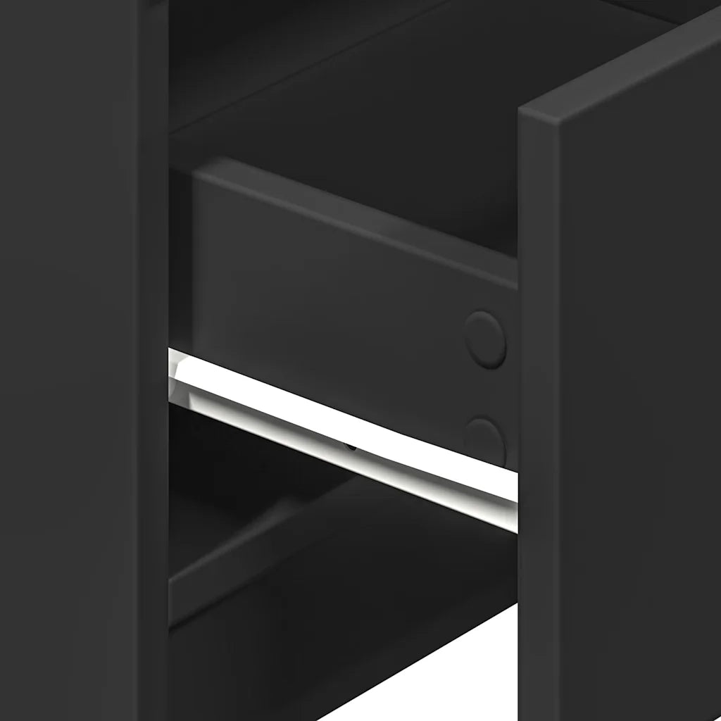 Comodino | Armadio da Notte | Mobiletto da notte con 2 Cassetti Nero 40x36x50 cm