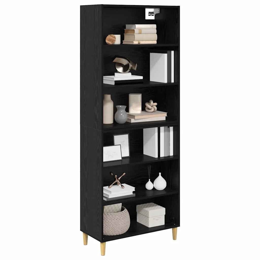 Credenza-Buffet-Armadio da cucina Rovere Nero 69,5 x 32,5 x 180 cm Legno multistrato 878169