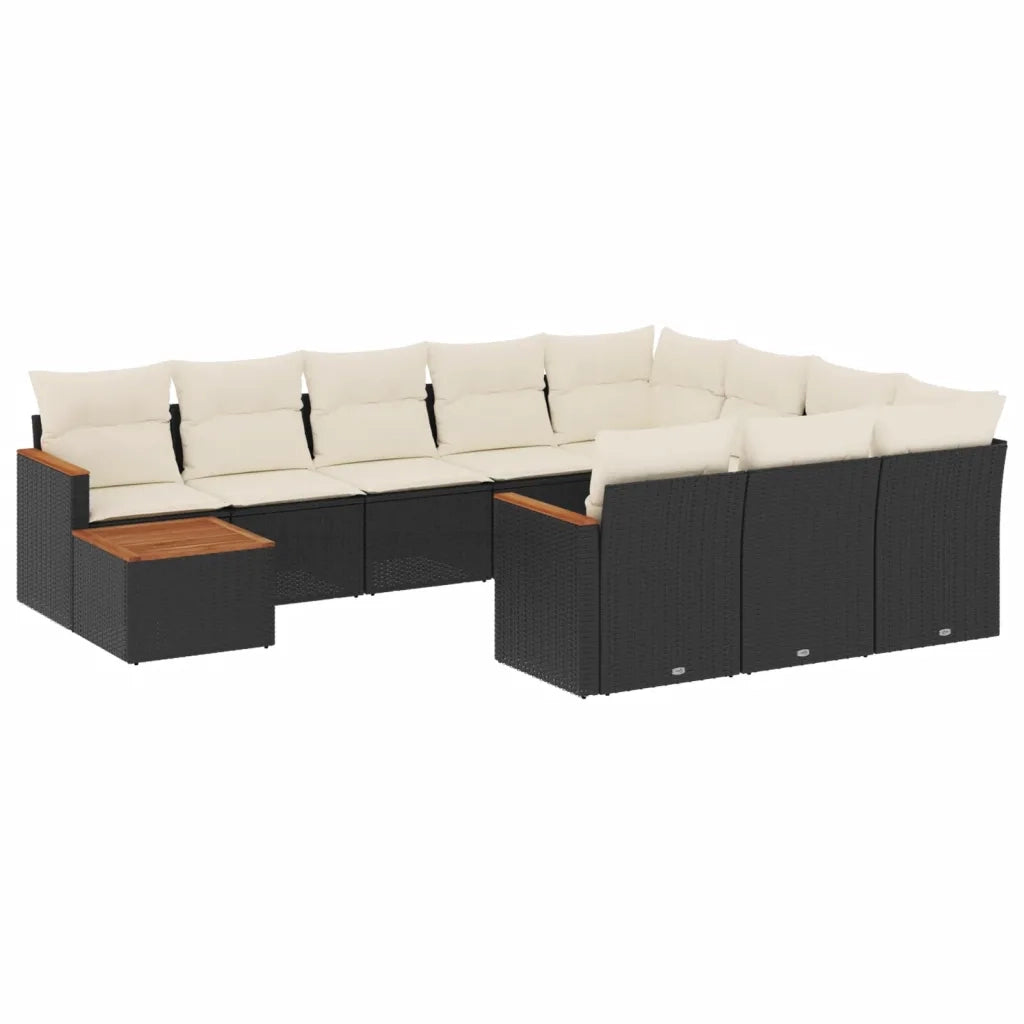 Set Divani da Giardino 11 pz con Cuscini in Polyrattan Nero 3258766
