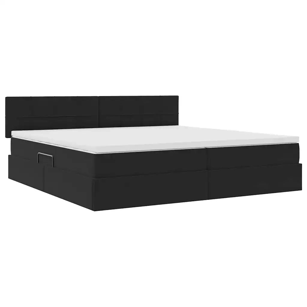 Letto con Contenitore con materasso Nero 200 x 200 cm Velluto