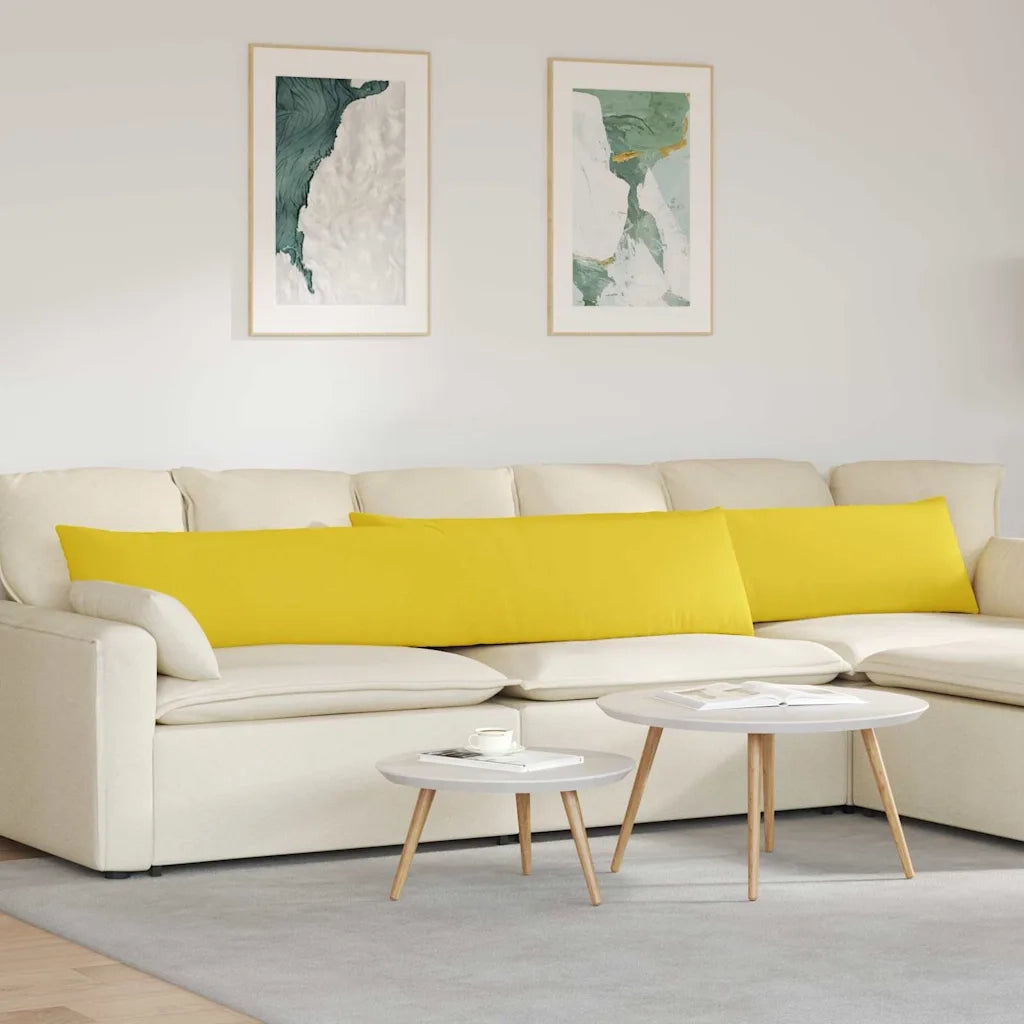 Cuscini da Divano 2 pcs Giallo Chiaro 200 x 40 cm Tessuto 42013877