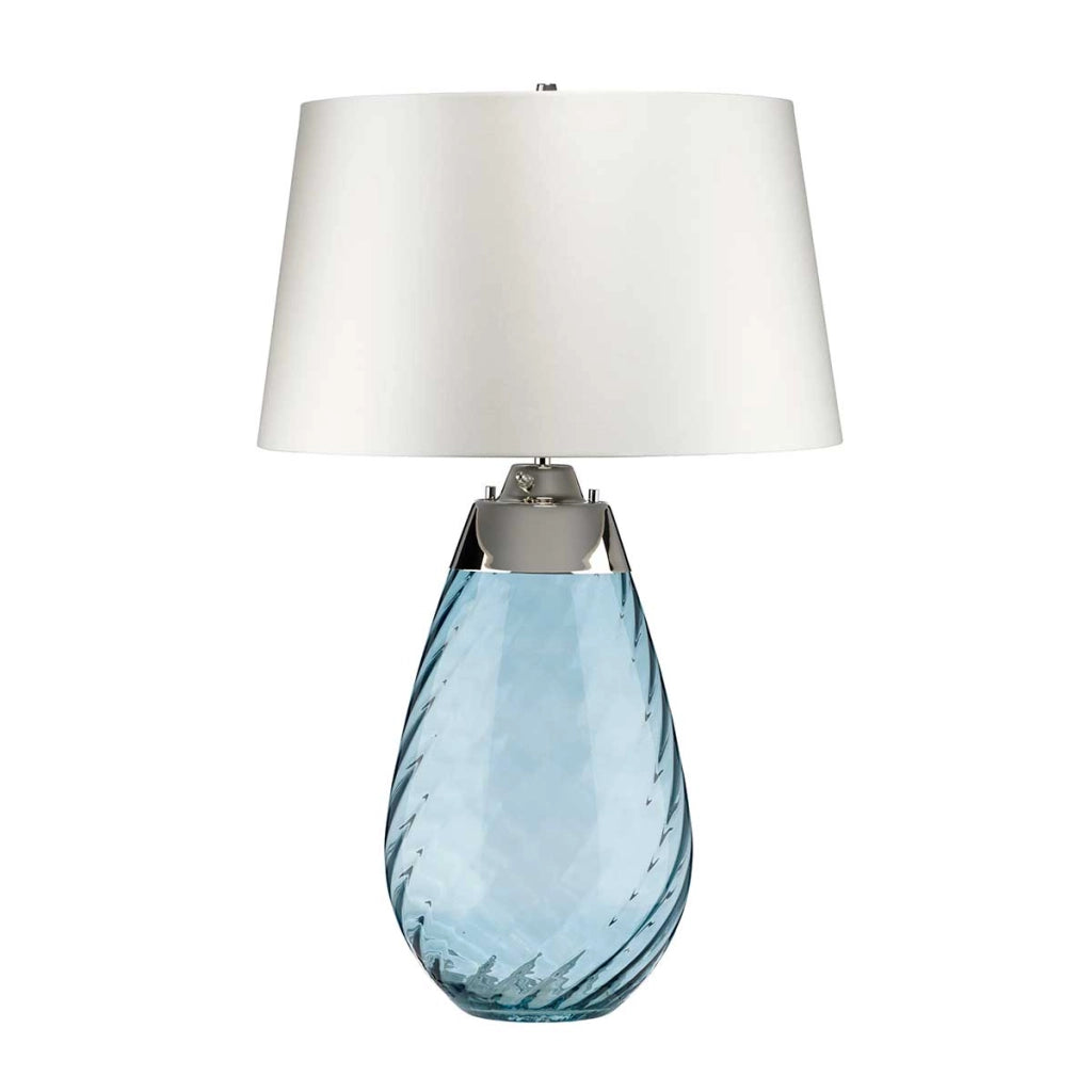 Lampada da tavolo Lena vetro blu paralume bianco Elstead