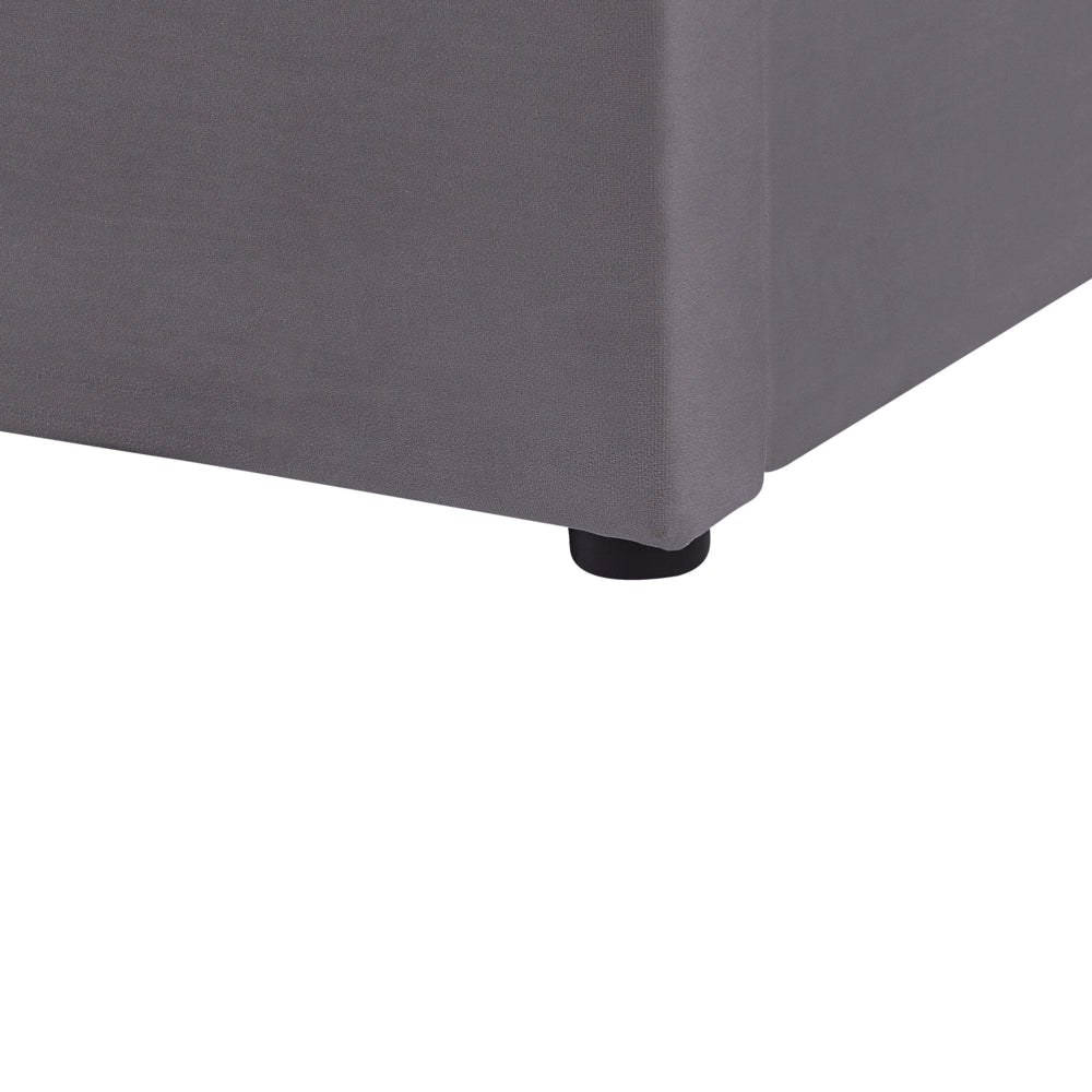 Letto contenitore velluto grigio e argento 140 x 200 cm glamour elegante