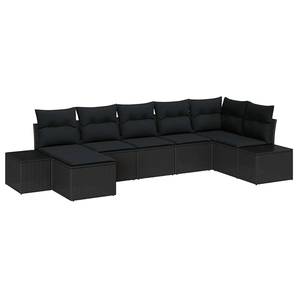 Set Divano da Giardino con cuscino 7 pcs Nero polyrattan 3347153