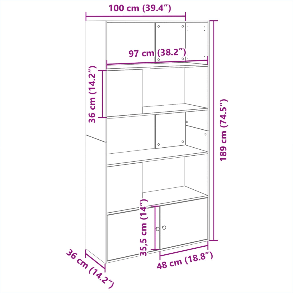 Libreria Bianca 100x36x189 cm in Legno Multistrato 3295324