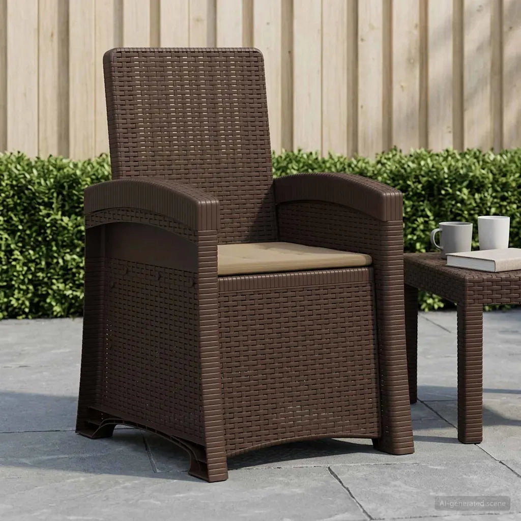 Sedia da giardino reclinabile effetto rattan Marrone e Tortora 8012006
