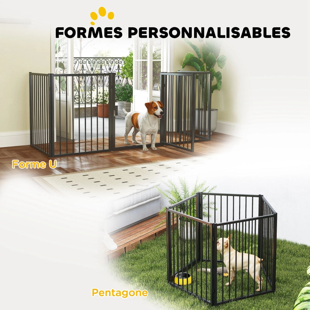 Recinto per Cani 5 Pannelli ¨C zephmum ¨C Nero Pieghevole