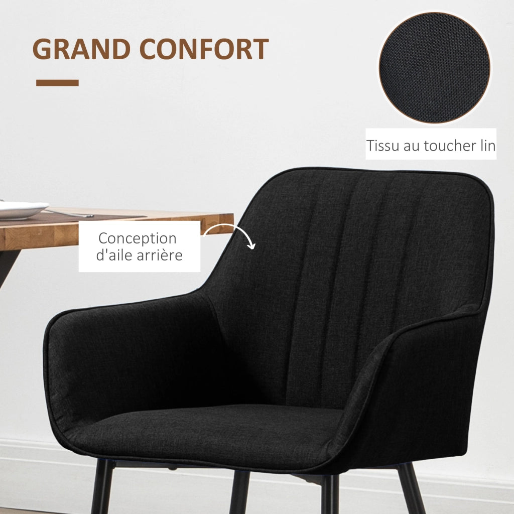 Sedia da Pranzo Design Scandinavo ¨C Minimal ¨C Nero, Metallico, Set 2 Pezzi