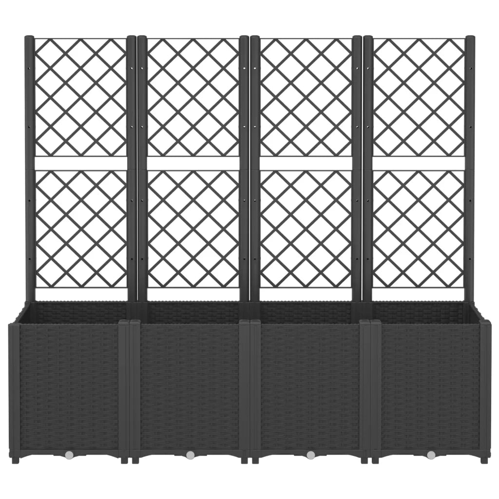 Fioriera | Cassetta per fiori | Vaso da Giardino con Traliccio Nera 160x40x140 cm in PP