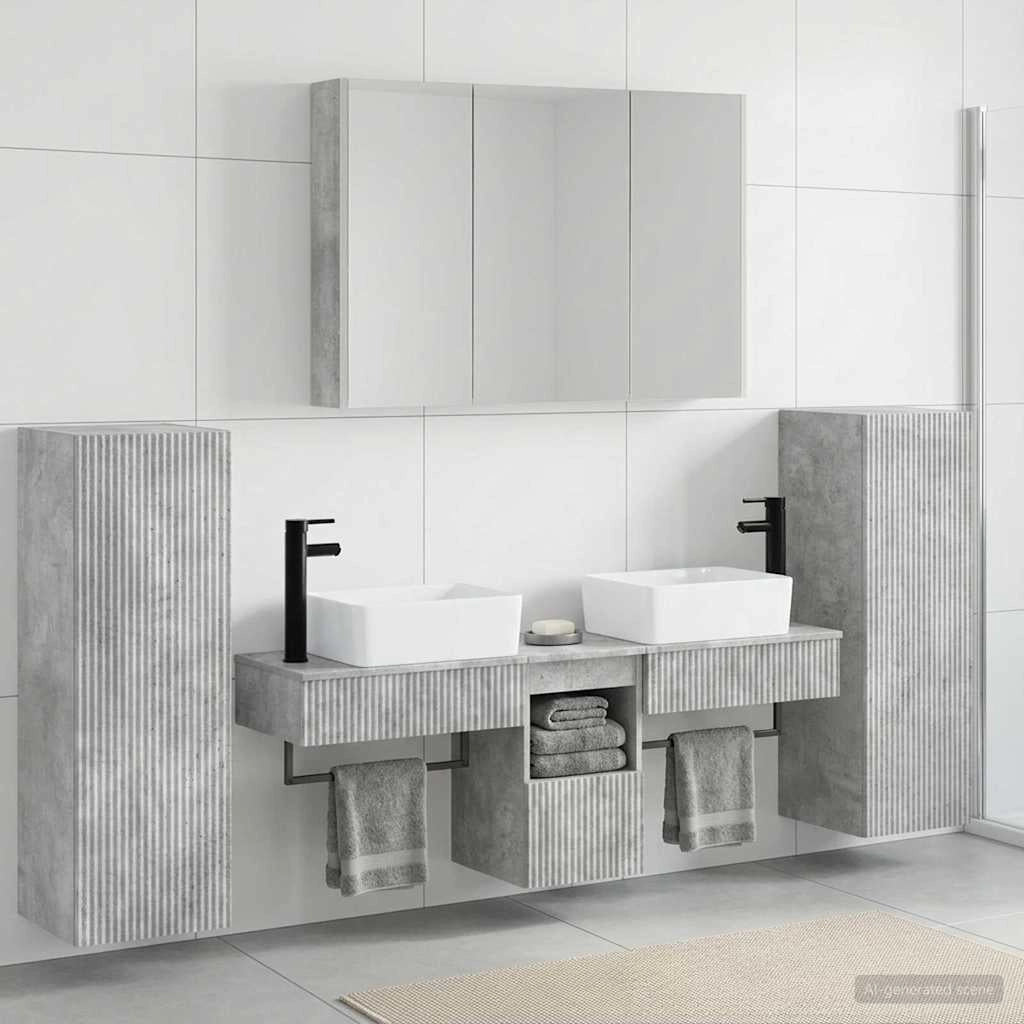 Set di mobili per il bagno 6 pz Grigio Cemento 3407138