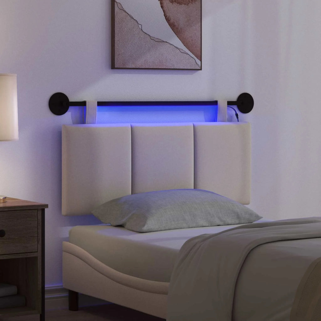Testiera sospesa Con luce LED Crema Tessuto 3424770