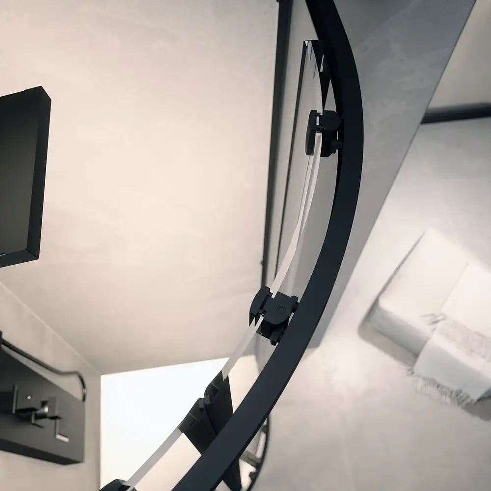 Box doccia 80x80 cm semicircolare doppio scorrevole profili neri vetro trasparente h190 | Java