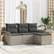 Set di divani con cuscino 4 pcs Grigio polyrattan