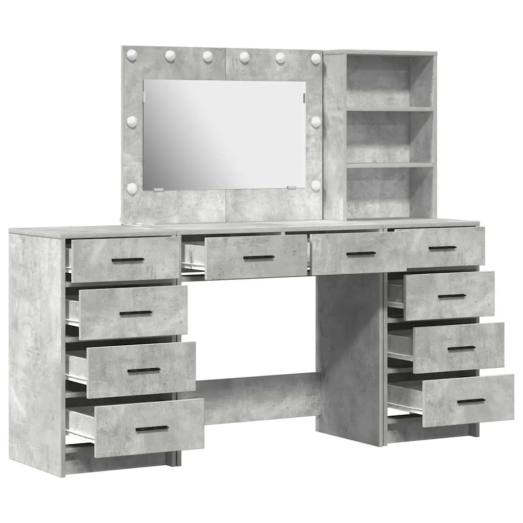 Tavolo da Trucco 3 pcs Grigio cemento Legno multistrato 3334212