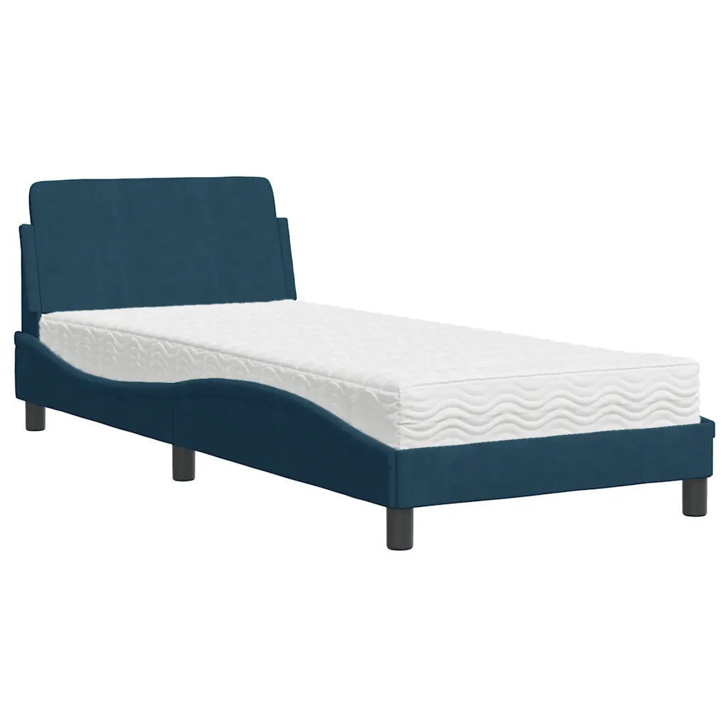 Letto con Materasso Dover Blu 90x200 cm in Velluto