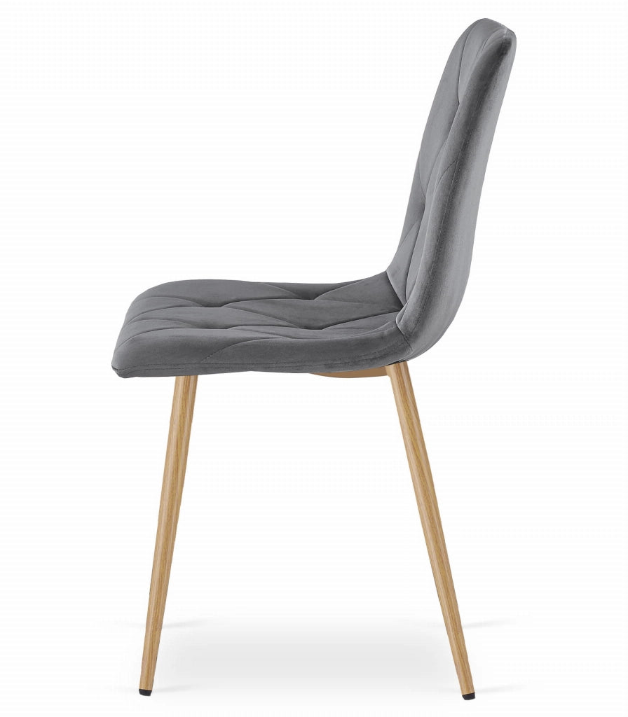 Sedia Valora TYRA in velluto grigio scuro con gambe in legno