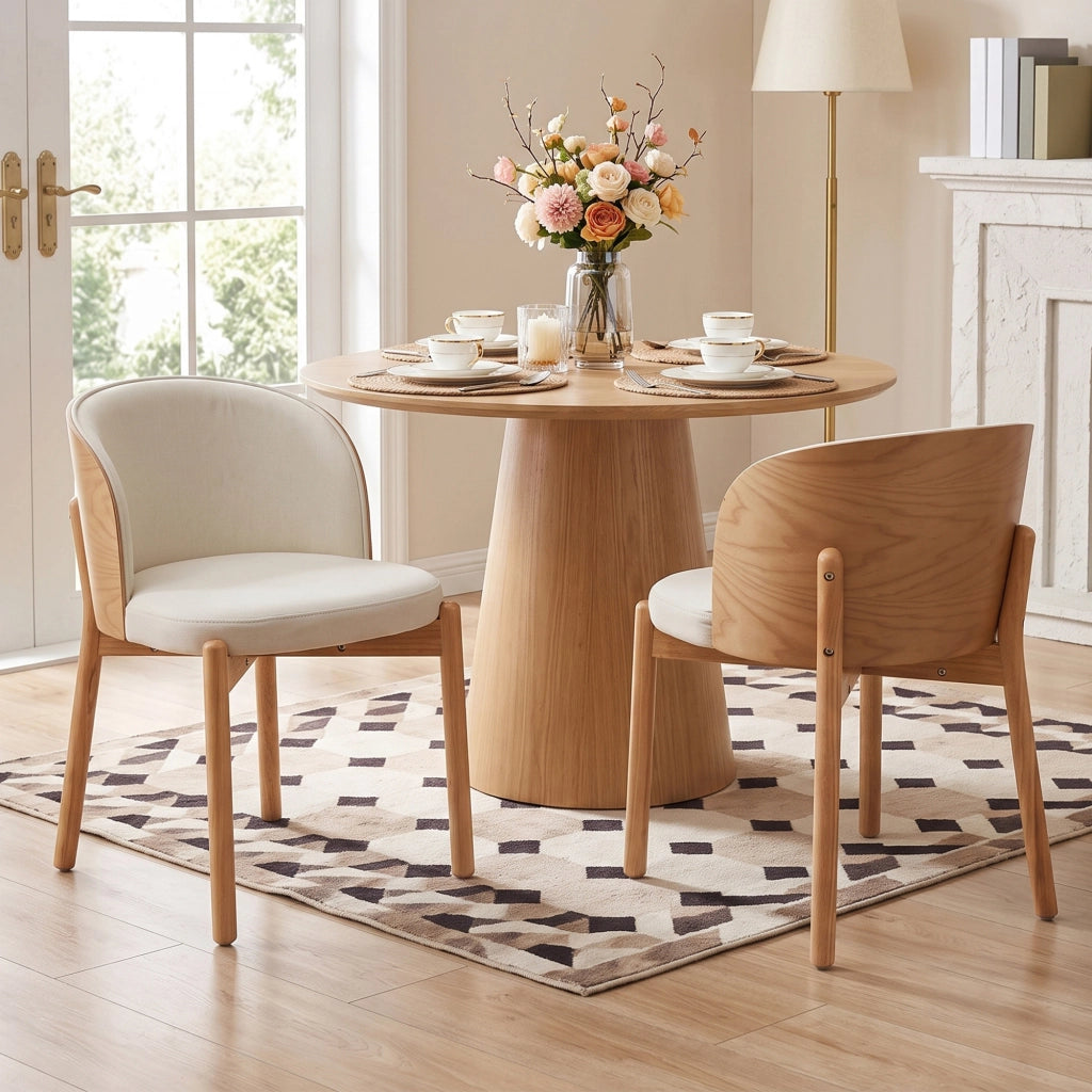 SEDIA da pranzo Set da 2 pezzi in legno e lino colore naturale