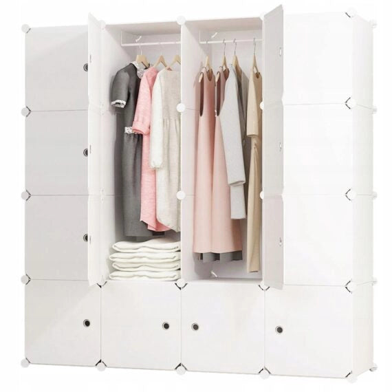 Armadio modulare bianco spaziosa 147x147x37 cm