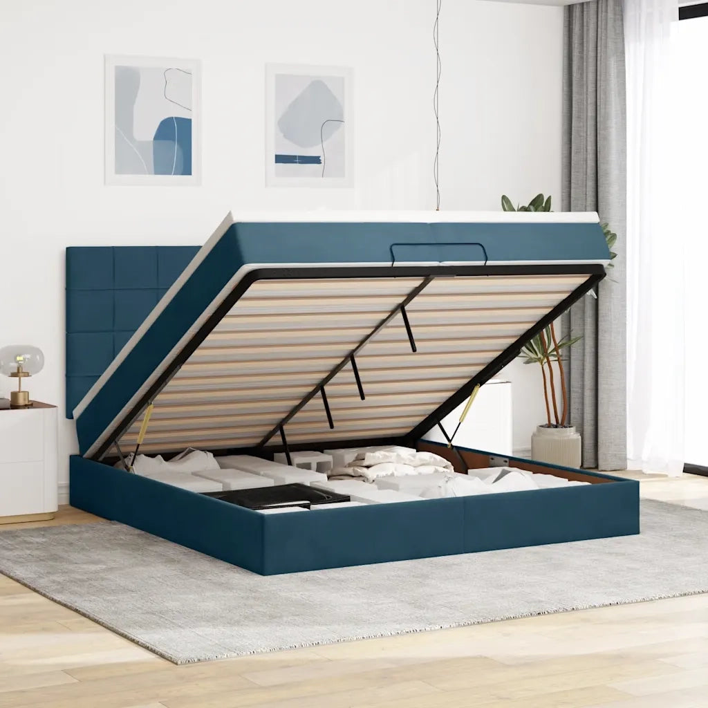Struttura Letto Pouf con Materassi 200x200 cm Velluto 3313497