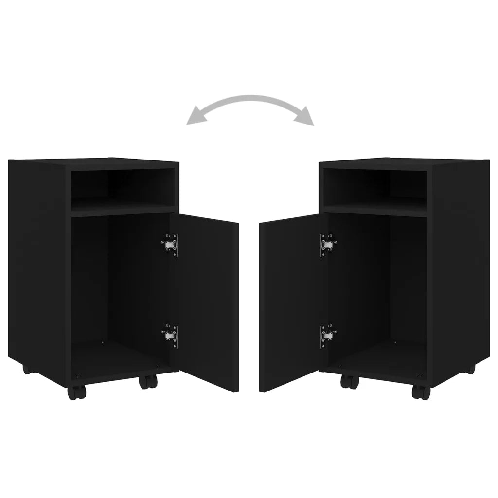 Credenza | Madia | Buffet da pranzo | Armadio da pranzo con Ruote Nera 33x38x60 cm in Legno Multistrato