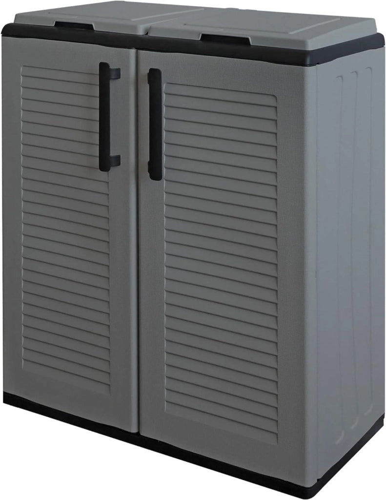 ARMADIO PATTUMIERA BASSO IN PLASTICA 2 SCOMPARTI DIMENSIONI 68X37X H 84 CM 200 LT